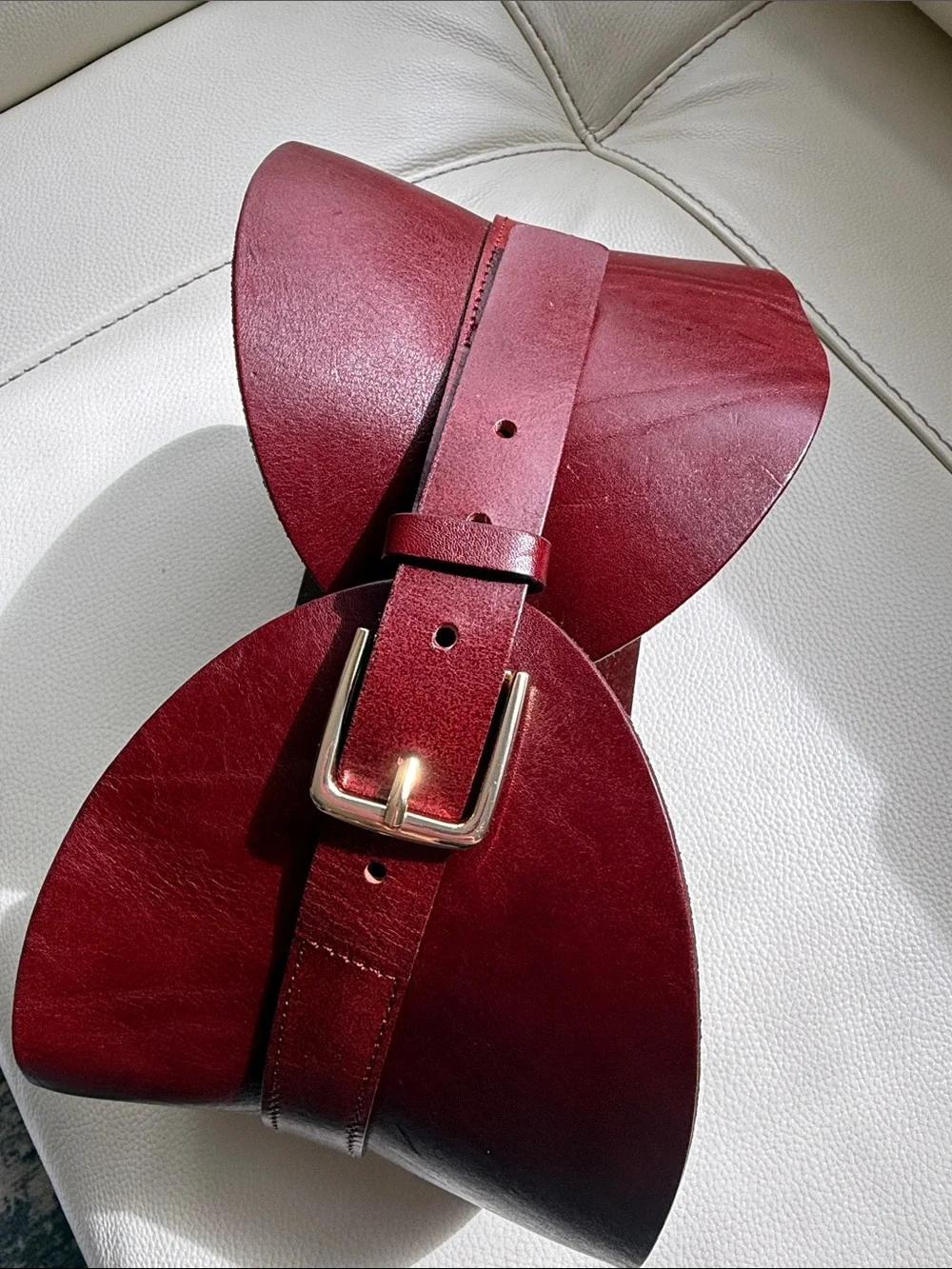 Zara Leather Sash Belt in dark red/Burgundy